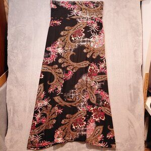 Multicolored Floral Paisley Soft Stretch Maxi Skirt Arianna by Howards Sz S/M